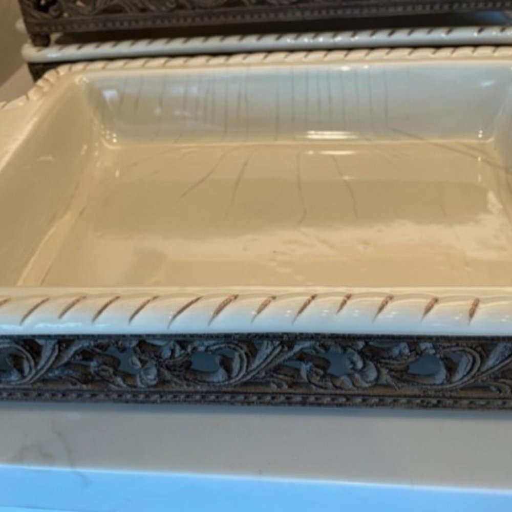 Gracious Goods (GG) Collection- Acanthus Leaf Cream baker 12 x 8